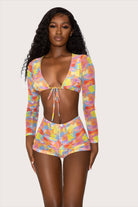 Bright floral bikini with shorts